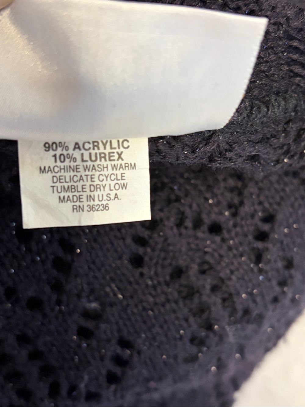 Vintage Trimmings Black Metallic Crochet Open Knit Tunic Dress Lurex Scalloped - Picture 9 of 9